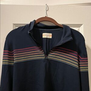 EC Marine Layer Archive Navy Men's Quarter Zip with Multicolor Stripes Size S